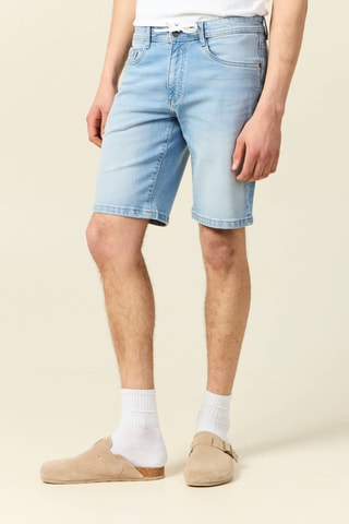 Calções de ganga em algodão biológico - Azul-claro