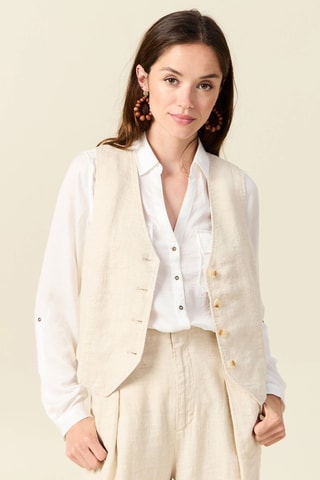 Colete de fato em linho  - Camel