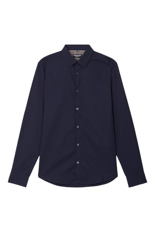 Camisa em algodão biológico  - Azul-marinho