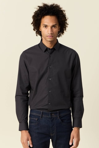 Camisa em algodão biológico  - Cinzento