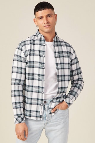 Camisa direita em algodão biológico  - Branco