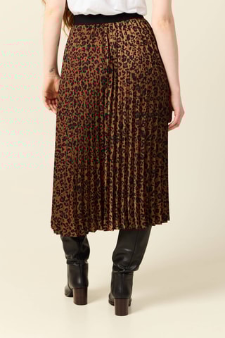 Saia plissada cintura subida - Castanho