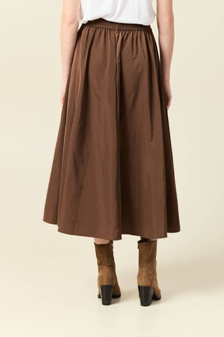 Saia midi cintura subida - Castanho