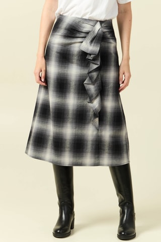 Saia midi cintura subida - Preto