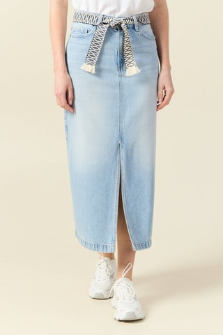 Saia direita de ganga - Azul-claro