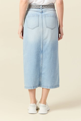 Saia direita de ganga - Azul-claro