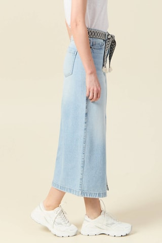 Saia direita de ganga - Azul-claro