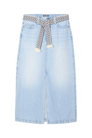 Saia direita de ganga - Azul-claro