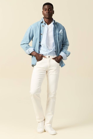 Calças de ganga em algodão biológico  - Branco