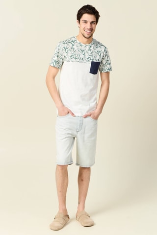 Calções de ganga direitos - Branco