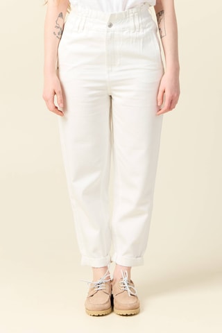 Calças de ganga slouchy de cintura subida em algodão biológico - Branco