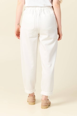 Calças de ganga slouchy de cintura subida em algodão biológico - Branco