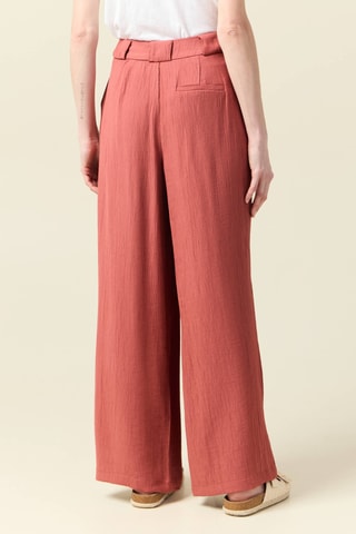 Calças largas de cintura subida - Rosa