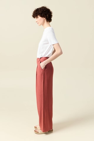 Calças largas de cintura subida - Rosa