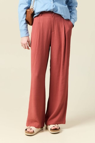 Calças largas de cintura subida - Rosa