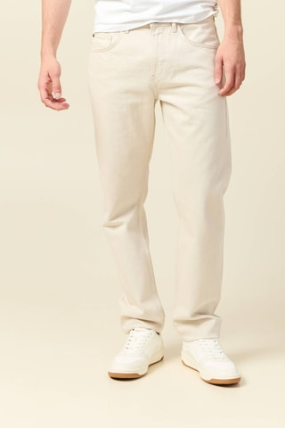 Calças de ganga straight em algodão biológico - Cru