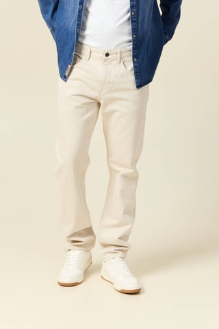 Calças de ganga straight em algodão biológico - Cru