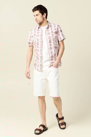 Calções de ganga direitos - Branco