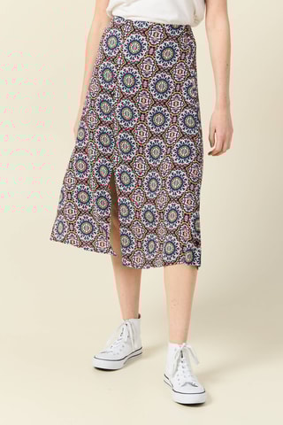 Saia midi  - Azul-marinho