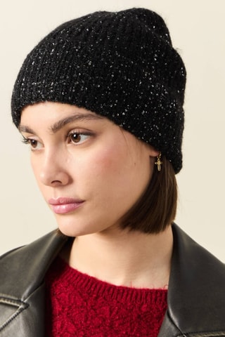 Gorro com lantejoulas  - Preto