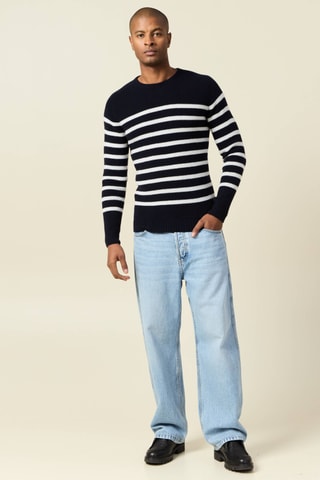 Merinoswollen en Kasjmier Trui - Marineblauw