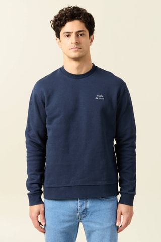 Sweater van Biologisch Katoen - Marineblauw