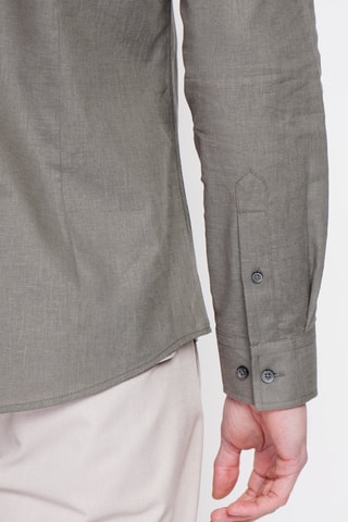 Chemise slim en lin - Kaki