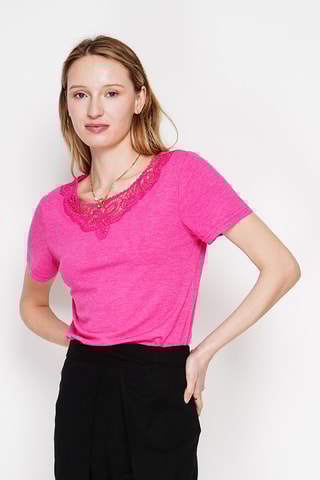 Linnen T-shirt - Fuchsia
