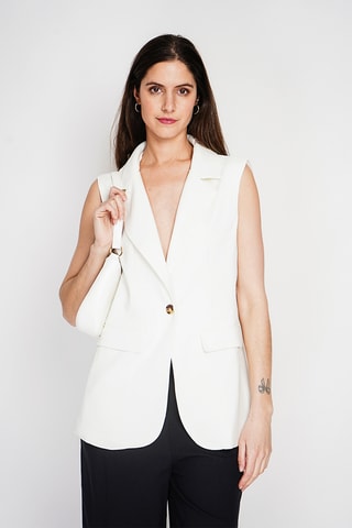 Mouwloos Linnen Jasje - Wit