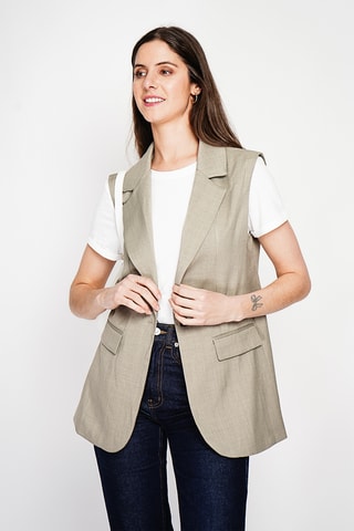 Mouwloos Linnen Jasje - Kaki