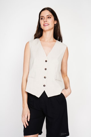 Linnen Gilet - Beige
