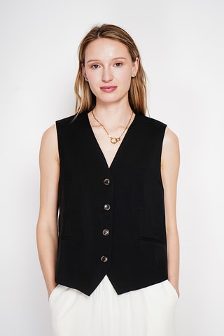 Linnen Gilet - Zwart