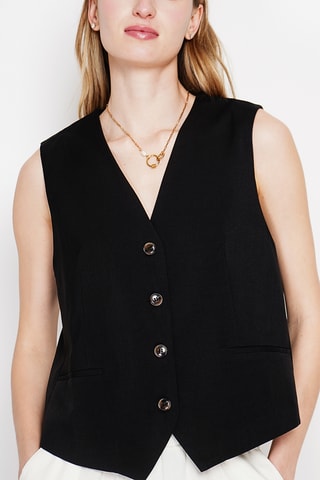 Linnen Gilet - Zwart