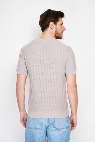 T-shirt en coton biologique et lin - Beige