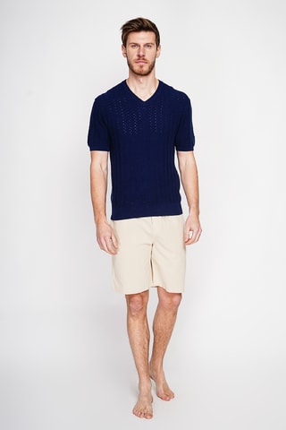 T-shirt en coton biologique et lin - Bleu marine