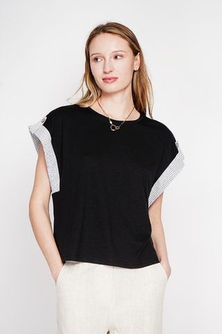 Oversized Linnen T-shirt - Zwart