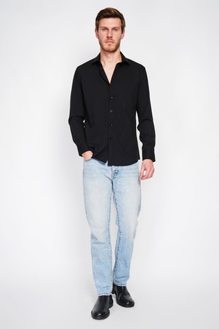 Chemise droite en bambou - Noir
