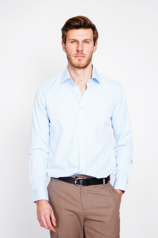 Chemise droite en bambou - Blanc et bleu