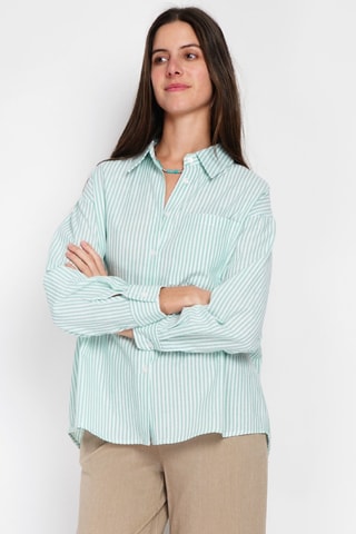 Linnen Blouse - Wit en groen