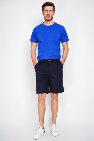 Linnen Bermuda Semi Slim Fit - Marineblauw