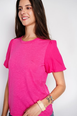 Linnen T-shirt - Fuchsia