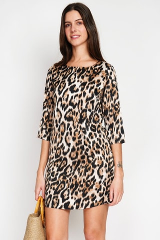 Nauwaansluitende Jurk - Camel - Bruin en zwart