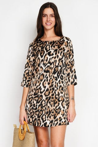 Nauwaansluitende Jurk - Camel - Bruin en zwart