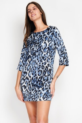 Robe fourreau - Blanc, bleu et noir