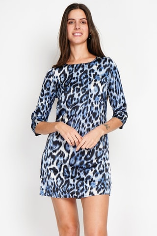 Robe fourreau - Blanc, bleu et noir