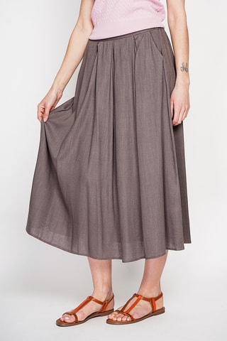 Gonna a campana in lino - Marrone