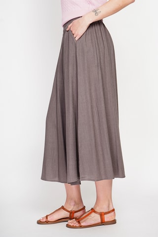 Gonna a campana in lino - Marrone