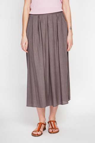 Gonna a campana in lino - Marrone