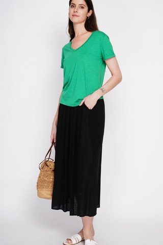 Gonna a campana in lino - Nero