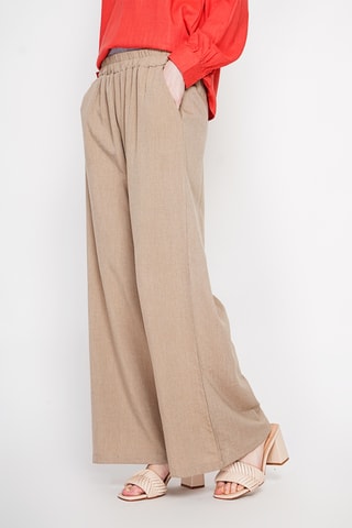 Pantaloni a vita alta in lino - Cammello